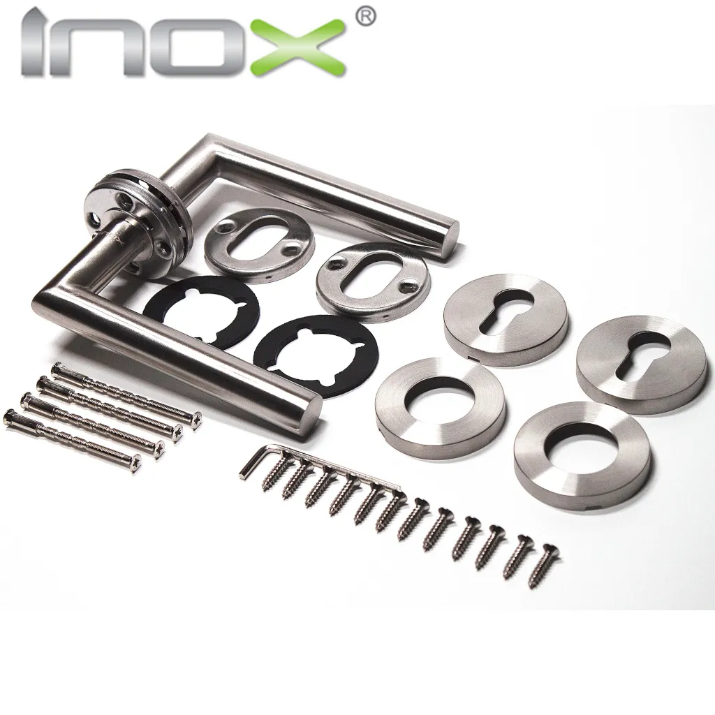Ручка INOX GC 105 на круглых розетках Franfurkt черный Ручка INOX GC 105 на круглых розетках Franfurkt черный — Дверные ручки INOX. Фото товара.